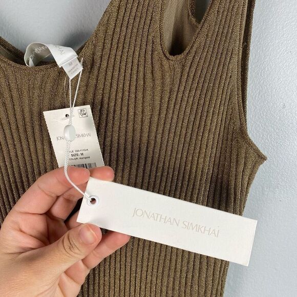 JONATHAN SIMKHAI Ivette Metallic Rib-Knit Midi-Dress - Picture 8 of 12